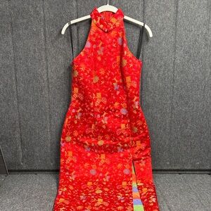 Roberta Bridal Vibrant Red Backless Dress